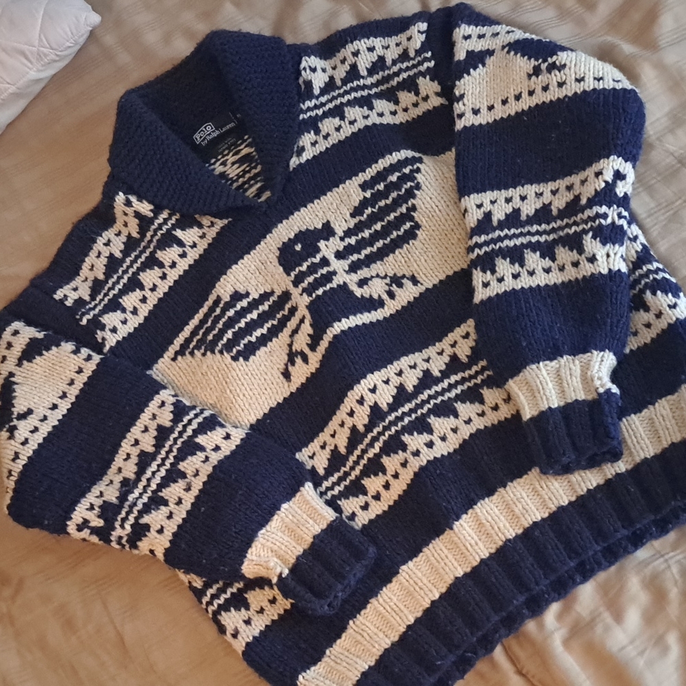 Vintage ralph lauren polo heavy knit cardigan